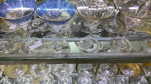 Top View of Too Many Newly Arrived Decent Glasses Stock Footage 289461531