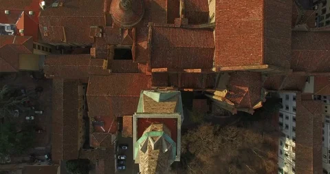 Top view of the tower of gothic cathedral in Florence against the backdrop of 스톡 동영상 121810796