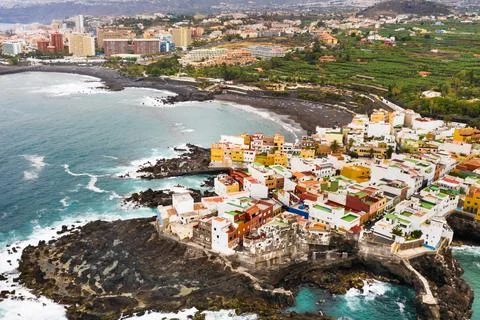 Top view of the town of Punta Brava near the town of Puerto de la Cruz on the Stock Photos