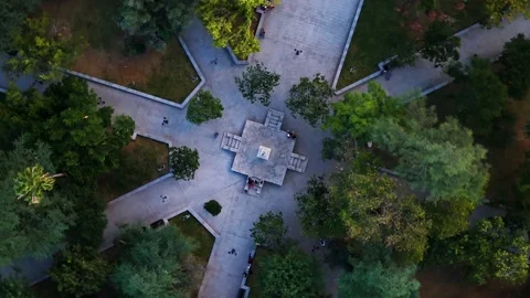 Top View of Town Square Park in Cafayate Argentina Drone Stock Footage 332229589