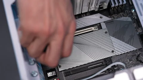 Top view tracking shot of unrecognizable computer repair technician unscrews Stock Footage 275164194