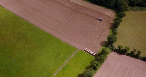 Top view of tractor on field Stock Footage 84882108