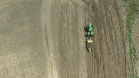 Top View Of A Tractor With A Loader Full... | Stock Video | Pond5