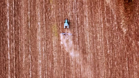 Top view of tractor working on land Video stock 104115730