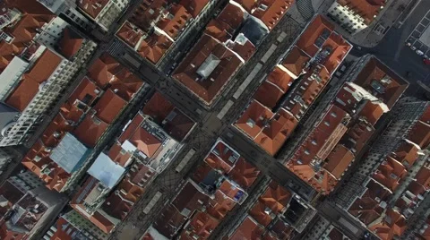 Top View of Traditional Buildings, Baixa Chiado, Lisbon, Portugal Video stock 59012070