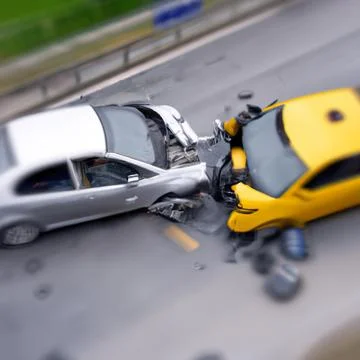 Top view of a traffic accident two cars crashed. Stock Illustration