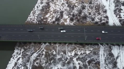 Top view of the traffic in the city during winter in poland Stock Footage 239918728