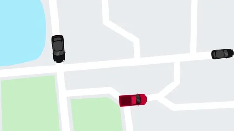 Top view of traffic of city on a map, park, building background, Stock Footage 283942874