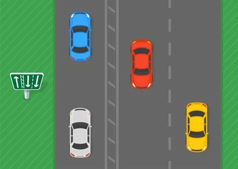 Top view of a traffic flow on a british motorway. Stock Illustration