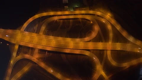 Top view of a traffic interchange, drone timelapse 動画素材 152995184