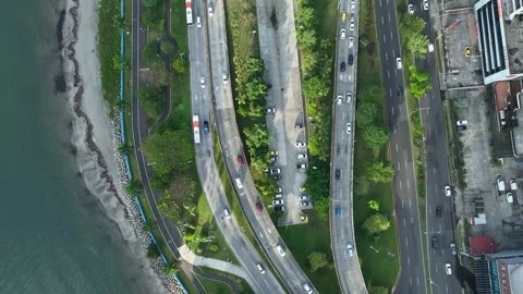 Top view of the traffic on the interchan... | Stock Video | Pond5