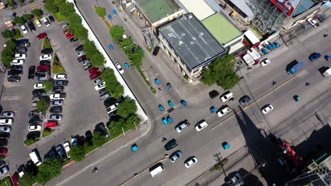 Top view of traffic in an intersection in Philippines 4k Stock Footage 265083018