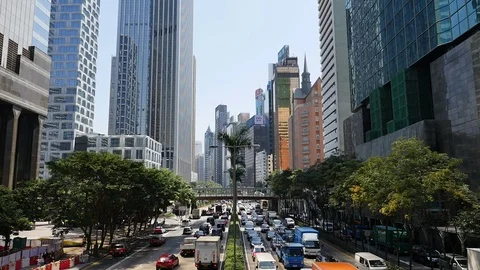 Top view of traffic jam in Hong Kong Stock Footage