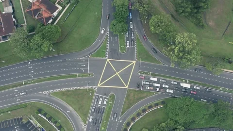 Top view of traffic  moving in Bukit Mahkota, Bangi, Malaysia. Stock Footage 234888014