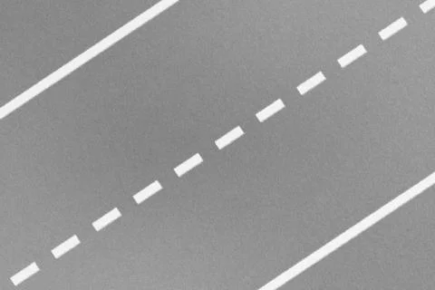 Top view of traffic white line marking on metal platform, abstract background Stock Illustration