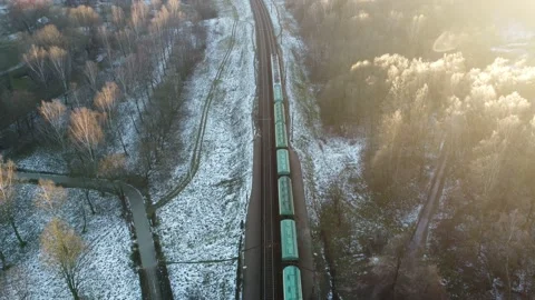 Top view of a train in winter Stock Footage 144502697