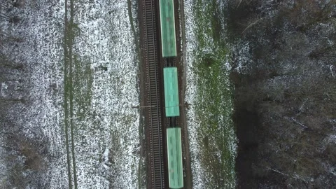 Top view of a train in winter Stock Footage 144502949