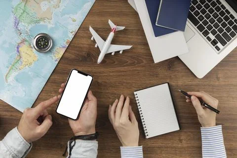 Top view travel elements collection. Resolution and high quality beautiful photo Stock Photos