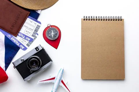Top view travel kit elements Stock Photos