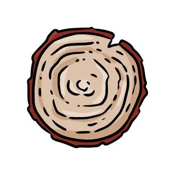 Top view tree stump cartoon icon. Isolated tree trunk cut graphic symbol Stock Illustration