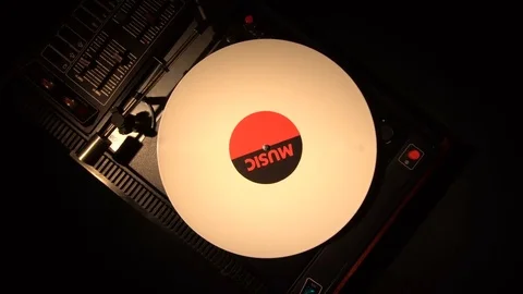 Top view of turntable and vinyl record. Stock Footage 75886435