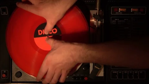 Top view of turntable and vinyl record 4k. Stock Footage 75944006