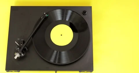 Top view on turntable with record. Stock Footage 120885955