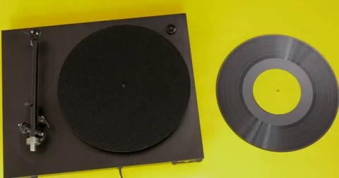 Top view on turntable with record. Stock Footage 120891505