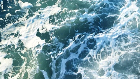 Top view of turquoise Sea surface. The texture of sea water. Transparent Video stock 146994948