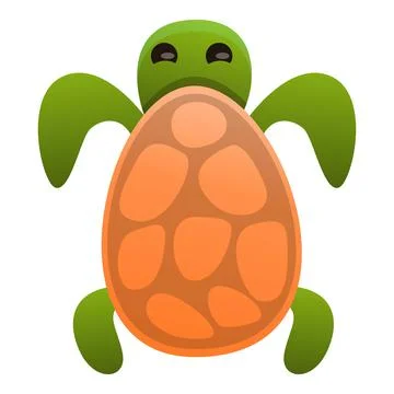 Top view turtle icon, cartoon style Stock Illustration