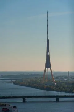 A top view of the TV tower in Riga Stock Photos