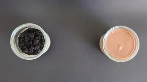 Top view of two dessert jars Stock Photos