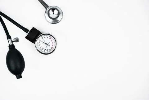 Top view of two different essential part of a blood pressure measuring machin Stock Photos