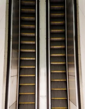 Top view of two escalators Stock Photos