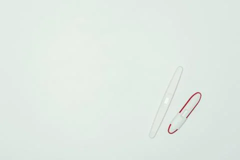 Top view of two pregnancy tests isolated on grey Stock Photos