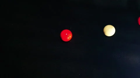 Top view two red billiard balls being hit with a white2 Stock Footage 247301259