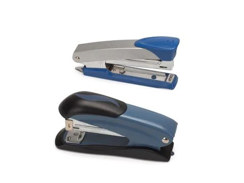 Top view of two stapler isolate on white background. Stock Photos