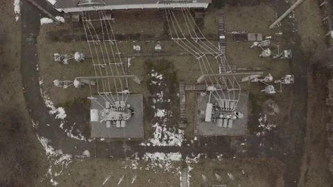 Top View Of Two Transformers At The Substation Stock Footage 170195690