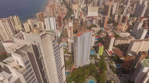 Top view of a typical Spanish seaside resort Stock Footage 90375749