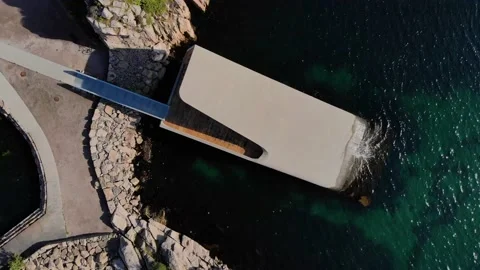 Top view of underwater Michelin restaurant Under at Spangereid Video stock 239375873