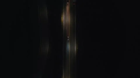 Top View Unlit freeway with lights from cars, Canada, Dartmouth. Stock Footage 248358575