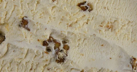 Top view of vanilla flavour ice cream with walnuts Stock Footage 113634404