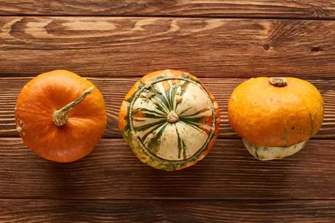 Top view various fresh pumpkins Stock Photos