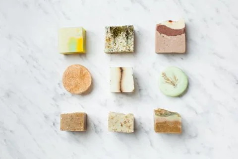 Top view of various solid handmaded soap Stock Photos