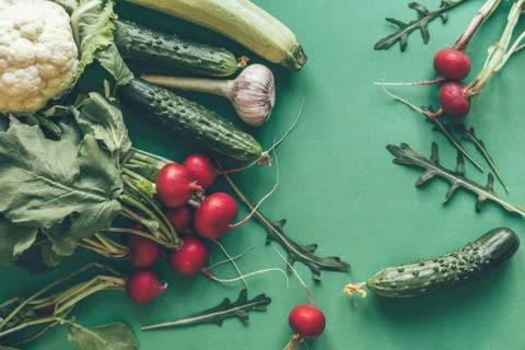 Top view on various vegetables Stock Photos