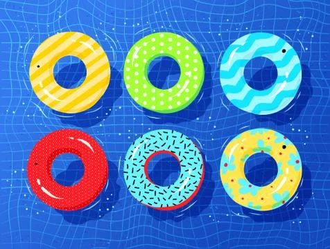 Top view vector collection of rubber rings Stock Illustration