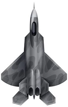 Top View Vector Illustration of a Camouflaged Stealth Fighter Jet Illustrazione stock