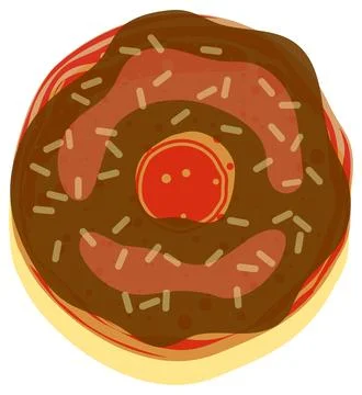 Top View Vector Illustration of a Chocolate Glazed Donut with Sprinkles Stock Illustration