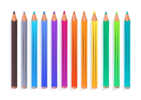 Top view vector illustration of color pencils Stock Illustration