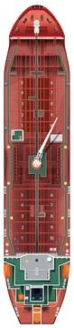 Top View Vector Illustration of a Large Red Cargo Ship Stock Illustration